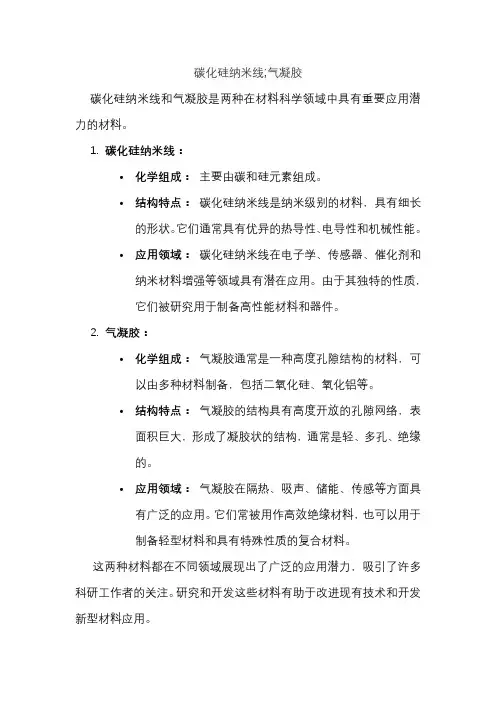 碳化硅纳米线;气凝胶
