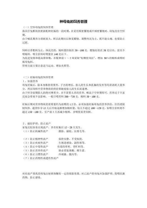 最新种母兔的饲养管理
