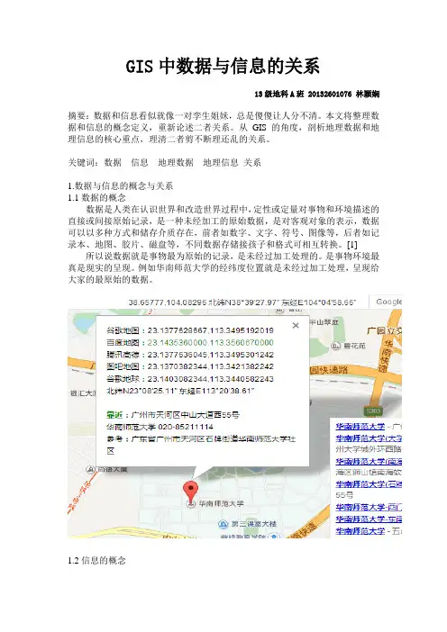 GIS中数据与信息的关系