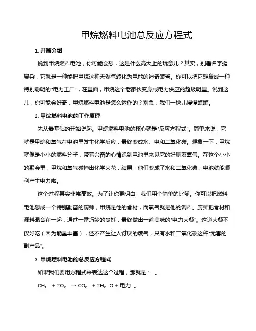 甲烷燃料电池总反应方程式