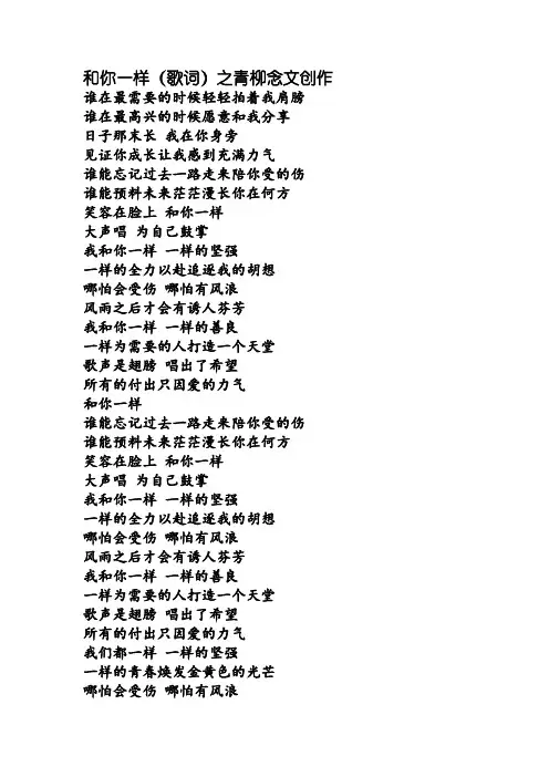 和你一样(歌词)