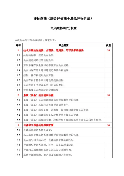 综合评估法+最低评标价法