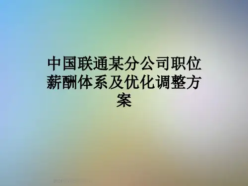 中国联通某分公司职位薪酬体系及优化调整方案