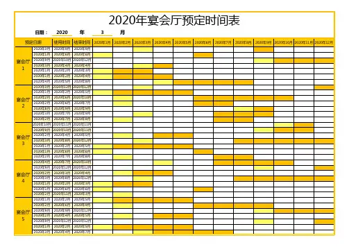 宴会厅预定时间表甘特图Excel模板