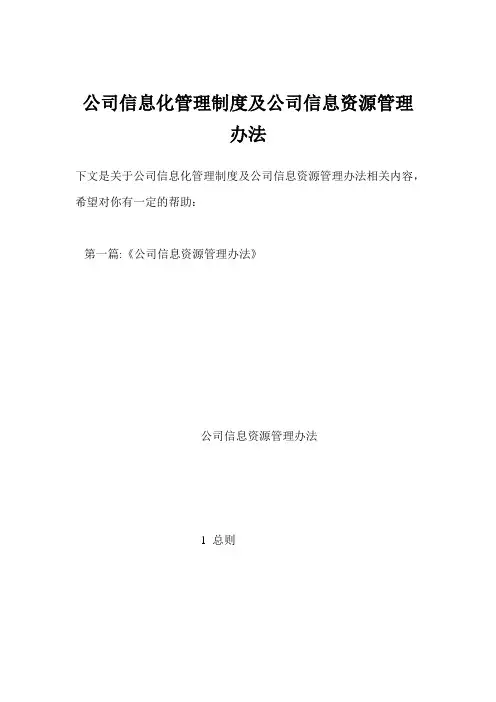 公司信息化管理制度及公司信息资源管理办法.doc