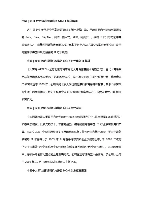 十大最靠谱it培训机构