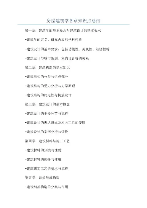 房屋建筑学各章知识点总结