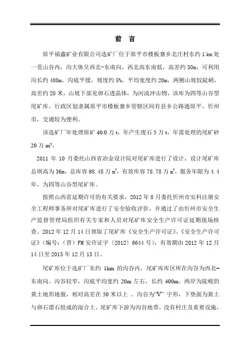尾矿库安全现状评价