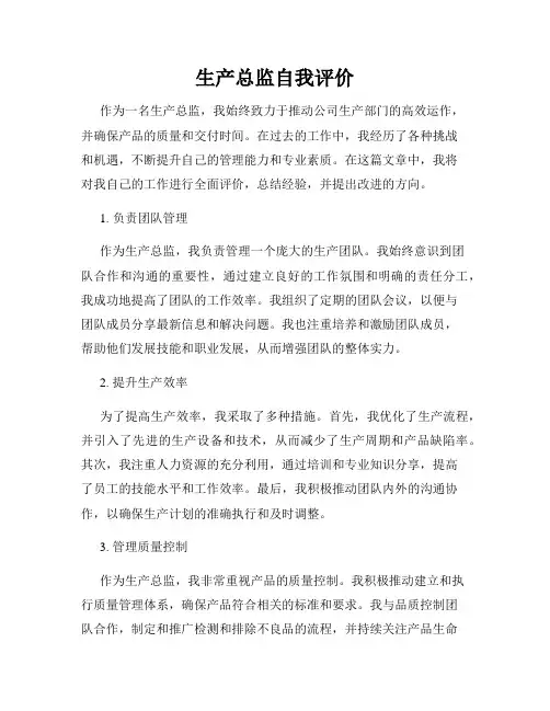 生产总监自我评价