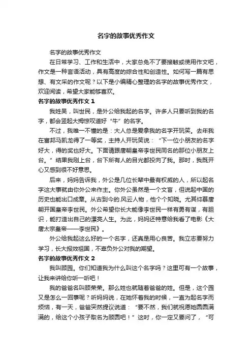 名字的故事优秀作文