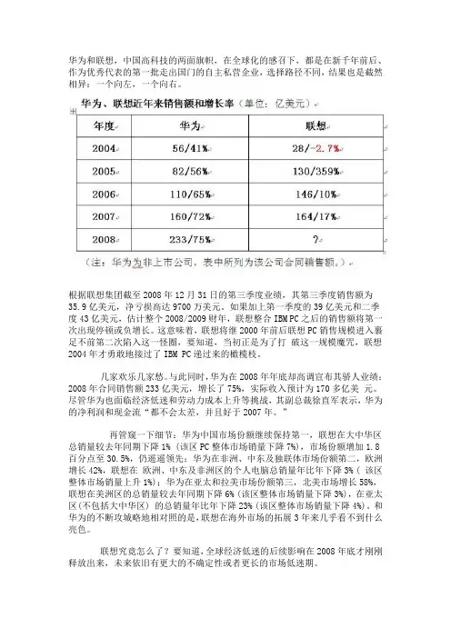 华为和联想
