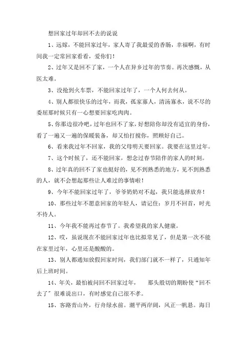 关于想回家过年却回不去的说说