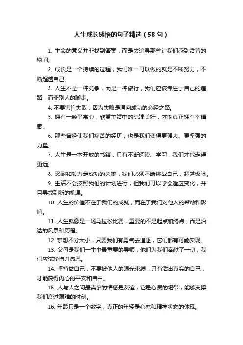 人生成长感悟的句子精选（58句）