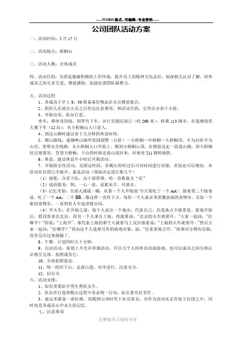 梧桐山登山活动策划