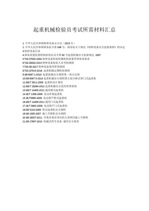 起重机检验员QZ-1资格证书开卷考试所需材料