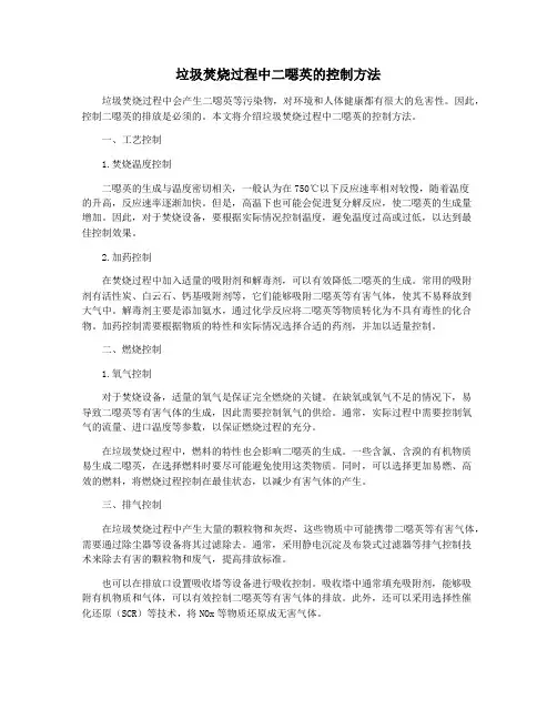 垃圾焚烧过程中二恶英的控制方法