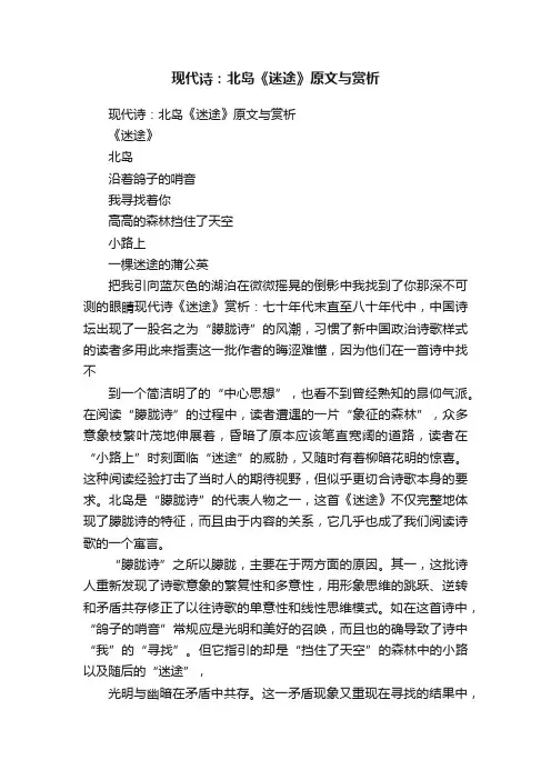 现代诗：北岛《迷途》原文与赏析