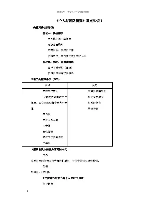 79个人与团队管理重点知识1