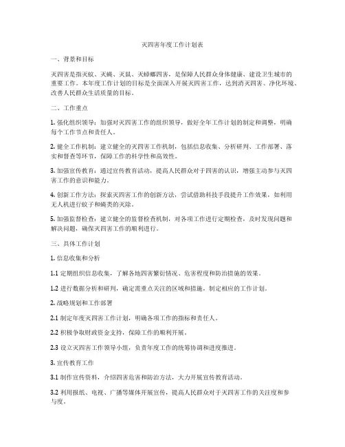灭四害年度工作计划表