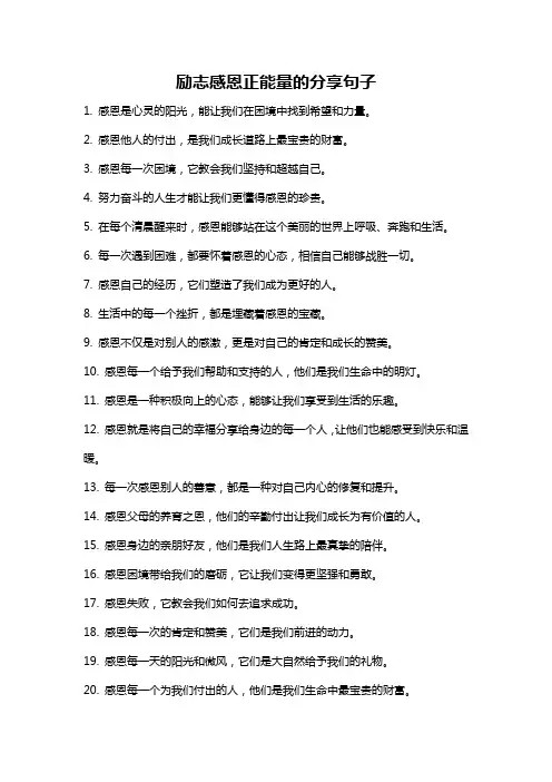 励志感恩正能量的分享句子