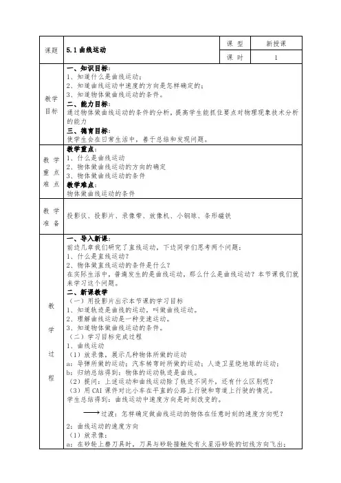 人教版高中物理必修2全册教案