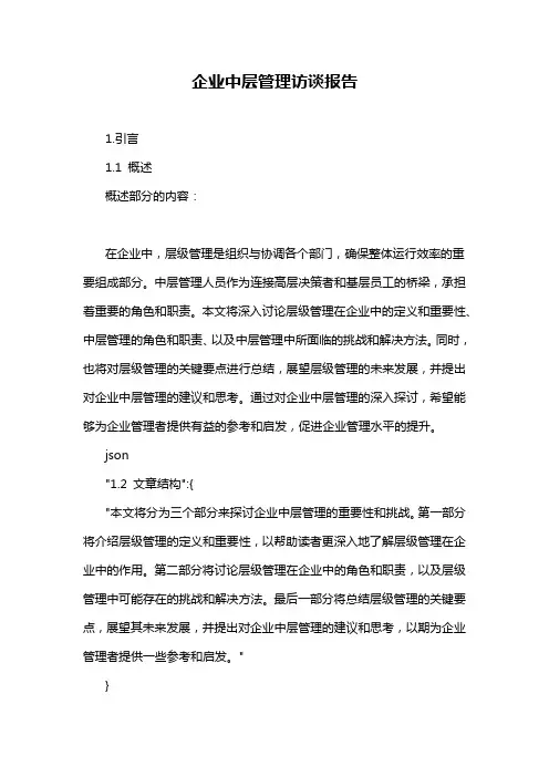 企业中层管理访谈报告