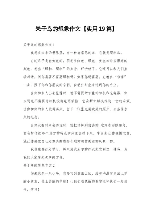 关于鸟的想象作文【实用19篇】