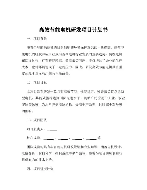 高效节能电机研发项目计划书