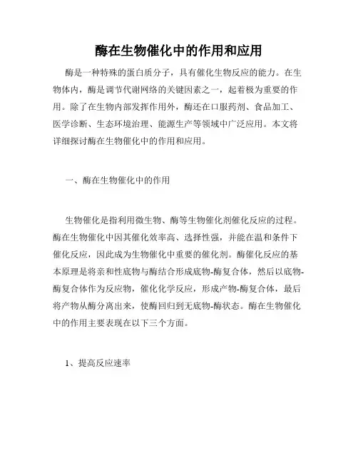酶在生物催化中的作用和应用