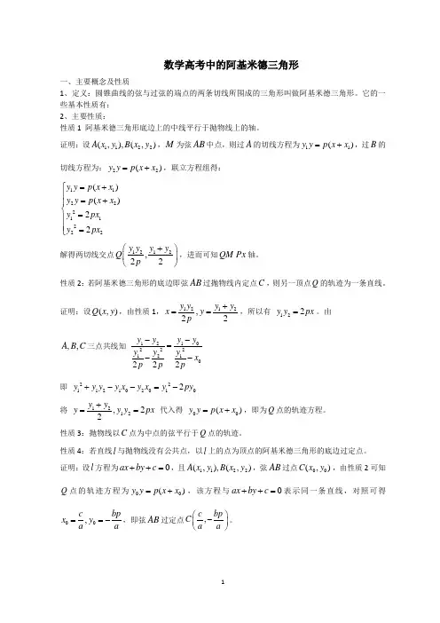 高考与阿基米德三角形_可与圆锥曲线结合!