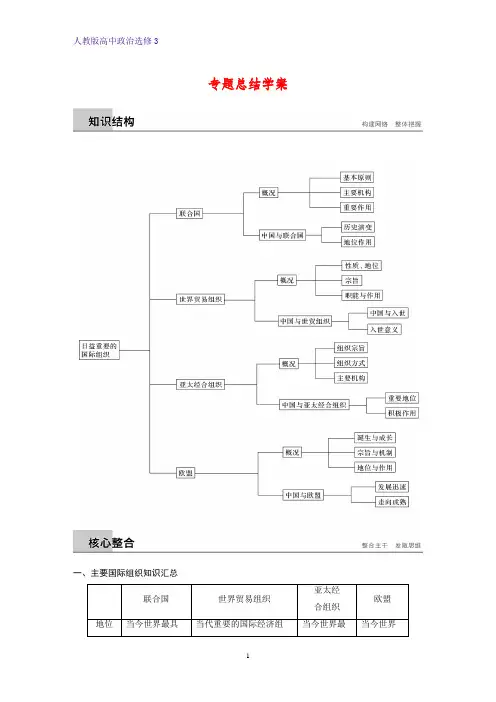高中政治选修3精品学案：专题五 日益重要的国际组织