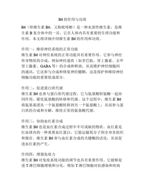 B6的作用与功效