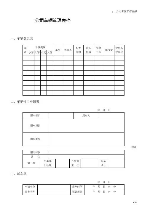 公司车辆管理表格