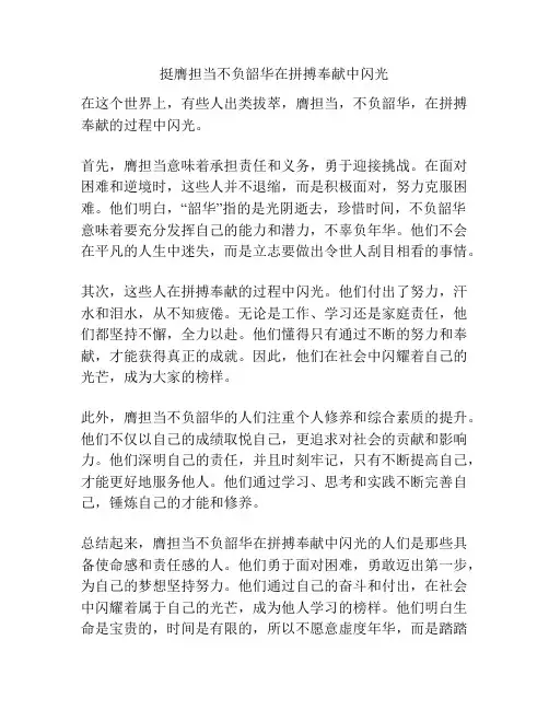 挺膺担当不负韶华在拼搏奉献中闪光