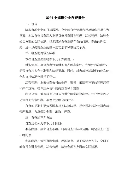 2024小规模企业自查报告