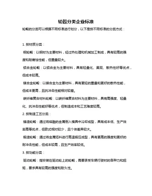 轮毂分类企业标准