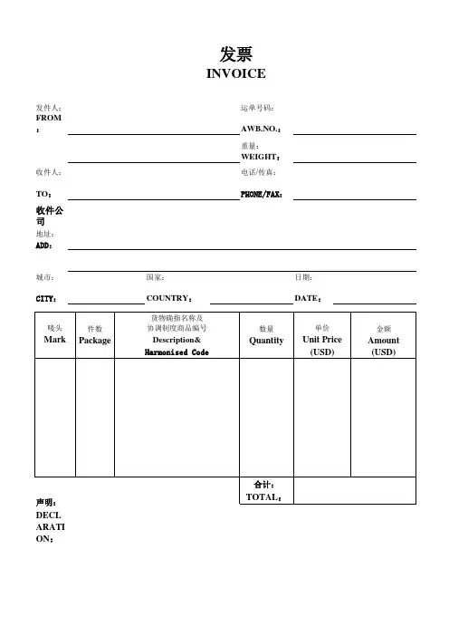 商业发票样板