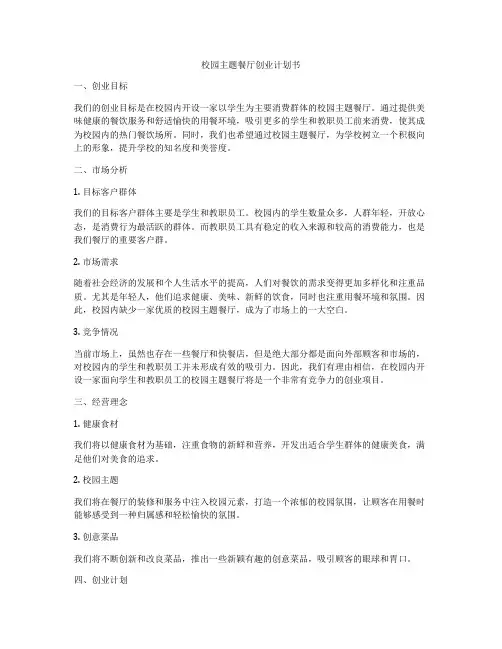校园主题餐厅创业计划书