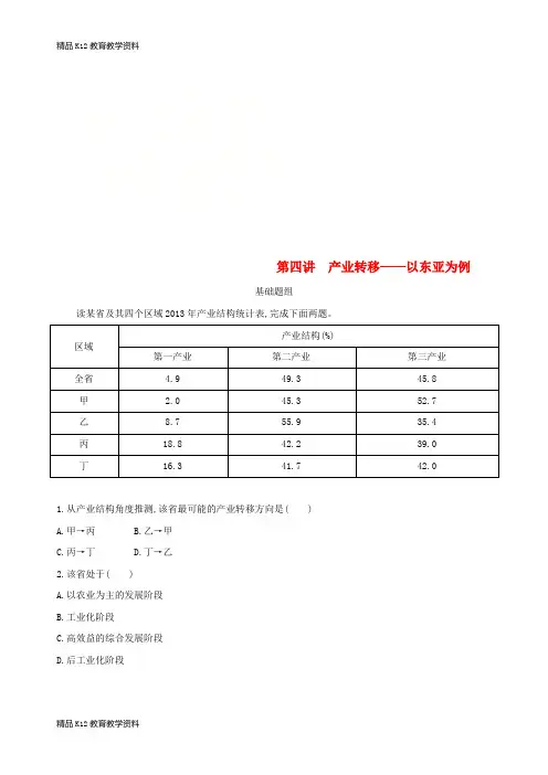 【配套K12】[学习](山西专用)2019版高考地理总复习 第十五单元 区域经济发展、区际联系与区域