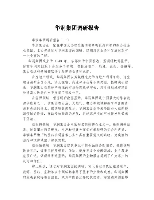 华润集团调研报告
