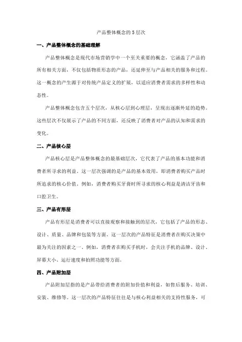 产品整体概念的5层次