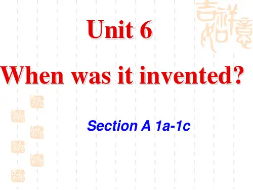 人教版九年级英语第六单元Unit6 SectionA-1(1a-2c)