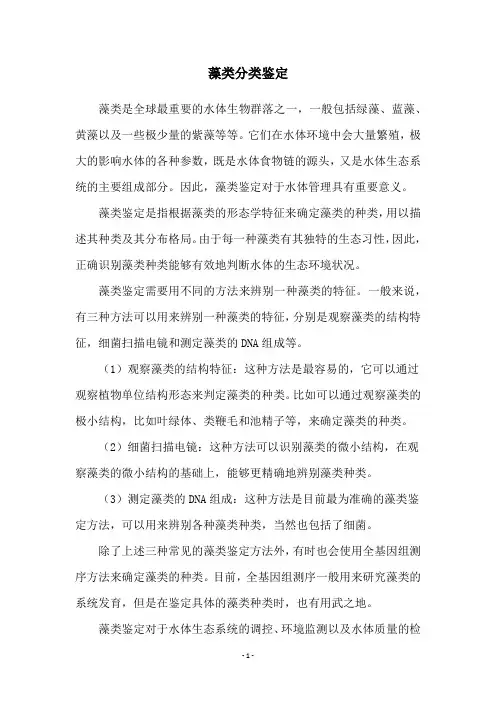 藻类分类鉴定