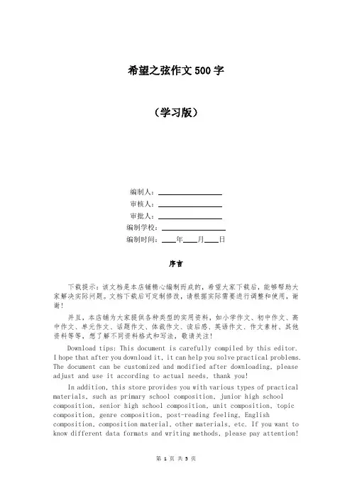 希望之弦作文500字