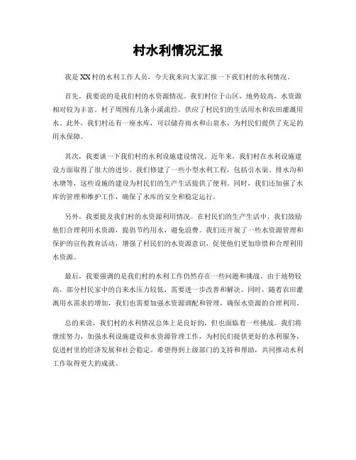 村水利情况汇报