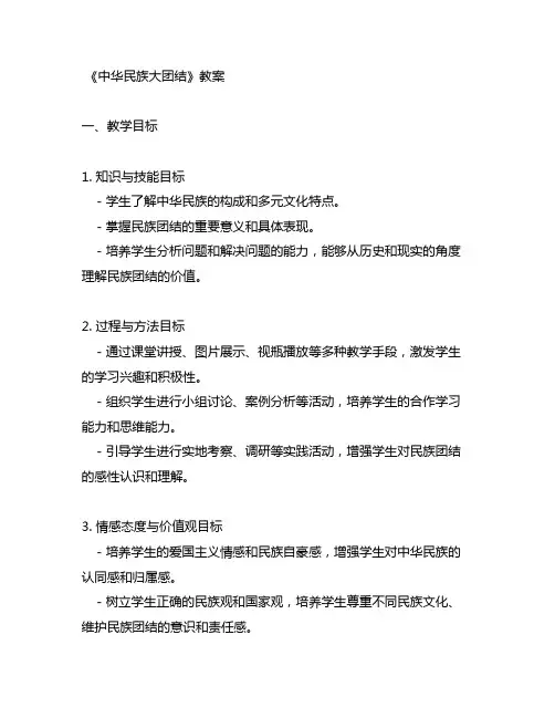 中华民族大团结 教案