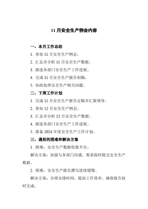 11月安全生产例会内容