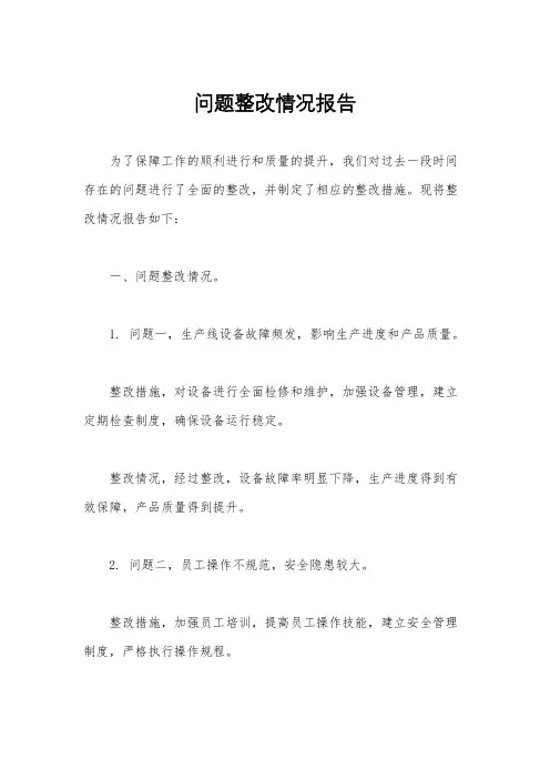 问题整改情况报告