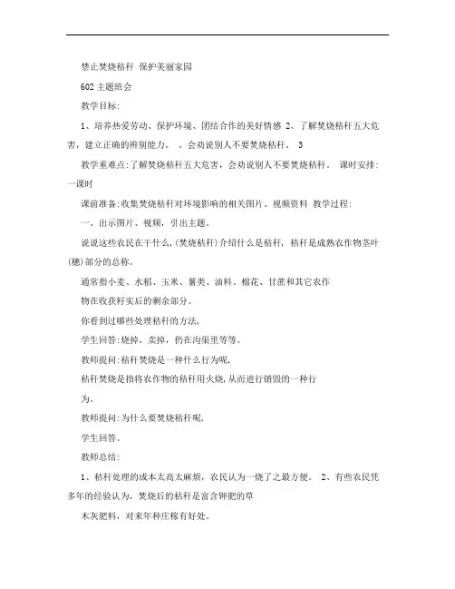 602禁止焚烧秸秆教案