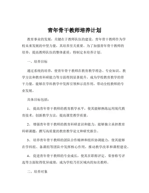 青年骨干教师培养计划
